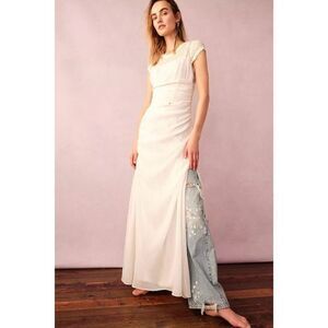 Free People - Gala Slip Maxi Dress Ruched Drapey Billowy Wedding Size 0